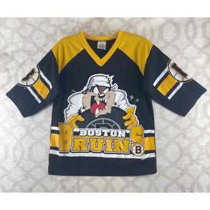 Vintage‎ Boston Bruins Taz Jersey Kids Team Glasgow NHL Looney Tunes Black Gold